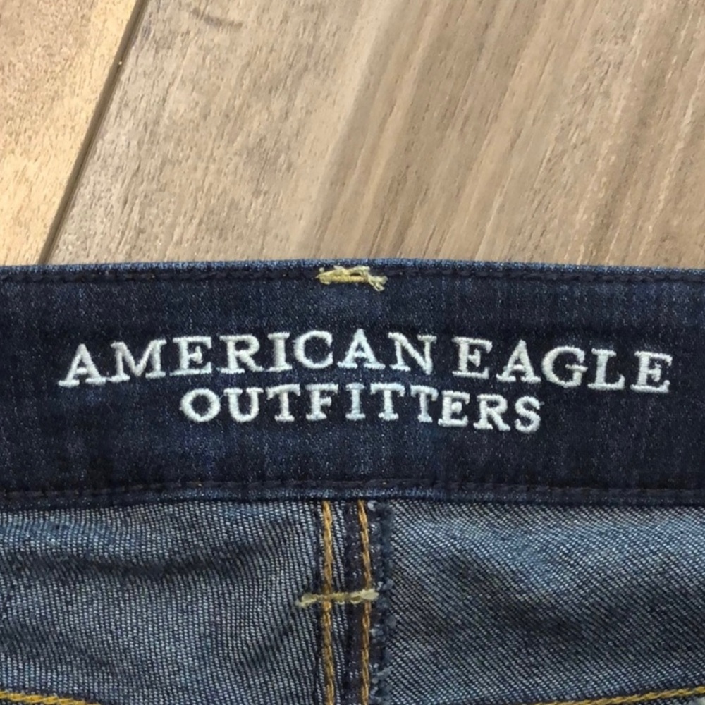 American Eagle Outfitters Distressed Jean Shorts, dark wash. Low to mid waist. - Picture 3 of 7